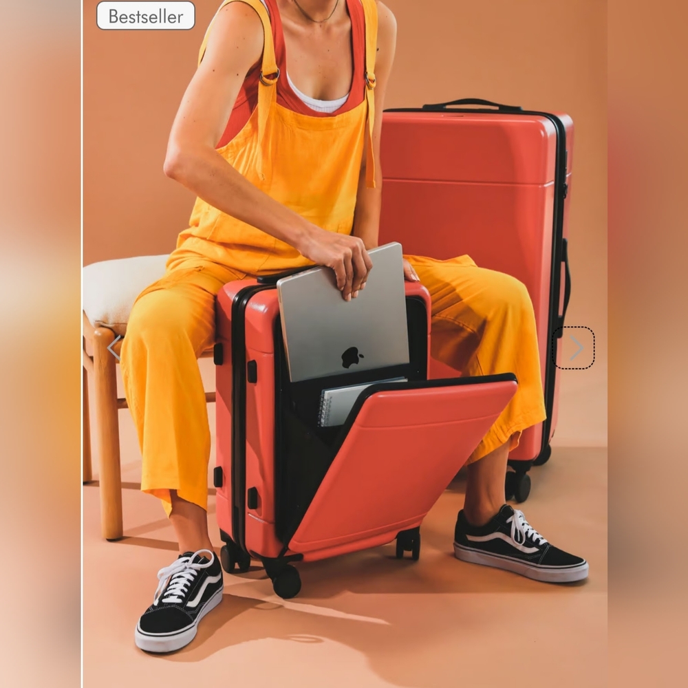NIB CALPAK Hue Front Pocket Carry-On Luggage, Poppy - Picture 2 of 9